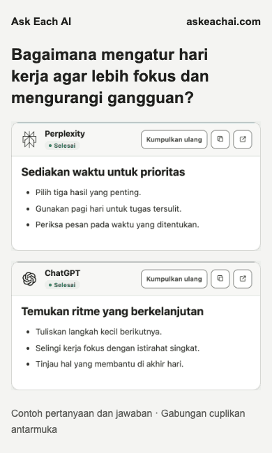Hasil Ask Each AI Gratis dalam jendela sempit dengan dua jawaban AI pilihan; bukan dukungan ekstensi Chrome di perangkat seluler