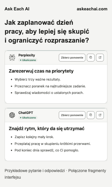 Wyniki Ask Each AI w planie Bezpłatny w wąskim oknie z dwiema odpowiedziami AI; nie oznacza to obsługi rozszerzenia w mobilnym Chrome